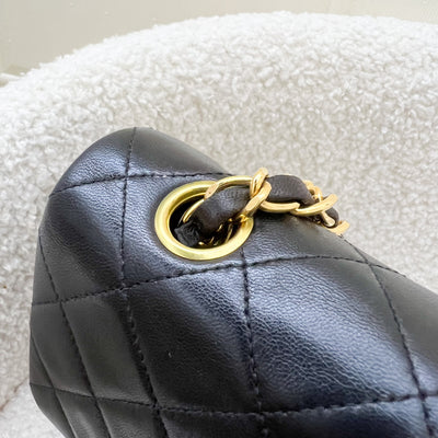 Chanel Vintage Small Classic Flap CF in Black Lambskin and 24K Plated GHW