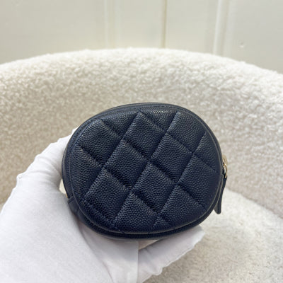 Chanel Round Zip Coin Purse in Dark Navy Caviar and GHW