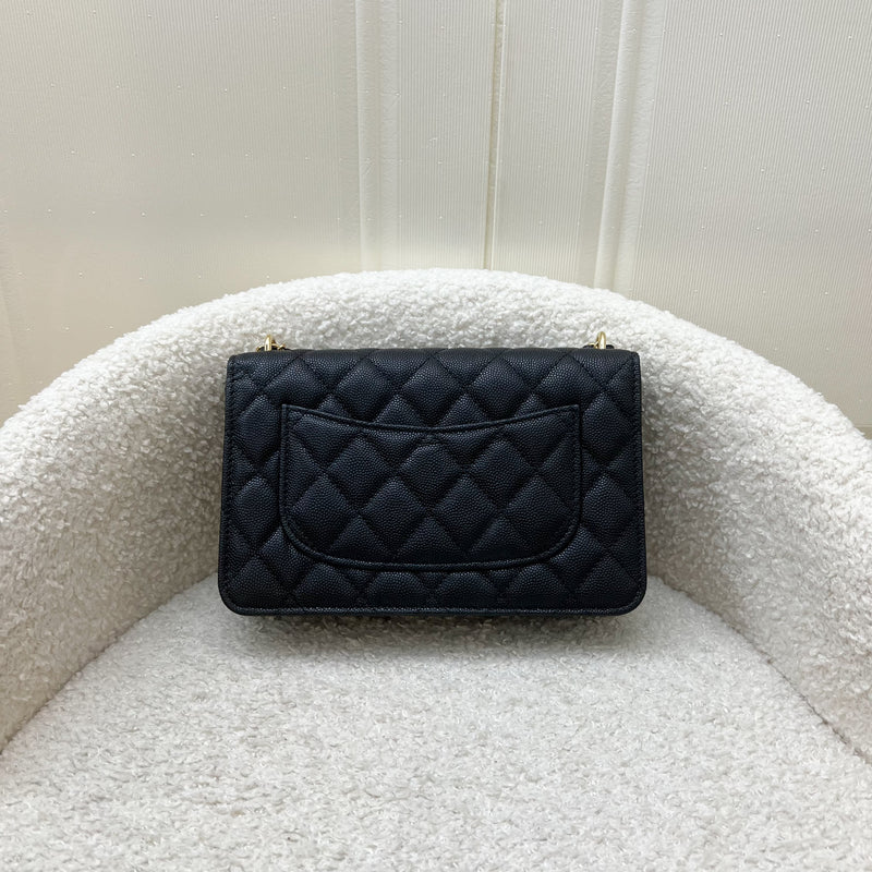 Chanel 22A Seasonal Wallet on Chain WOC in Black Caviar and GHW