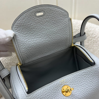 Hermes Mini Lindy in Bleu Pale Clemence Leather and GHW