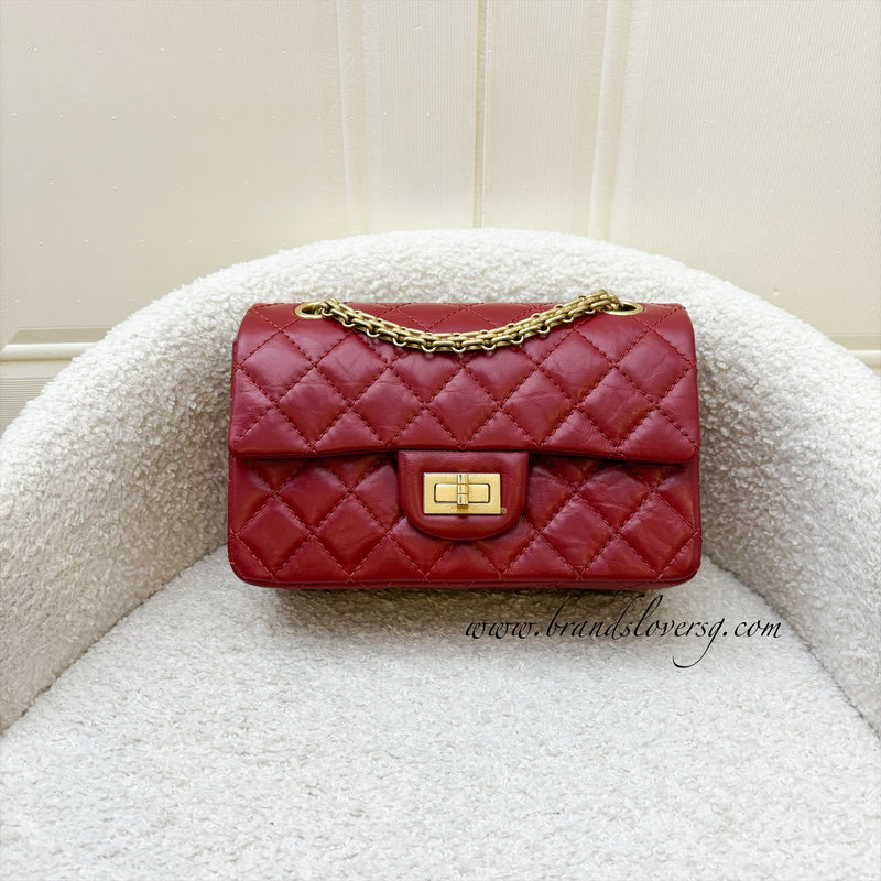 Chanel Classic 2.55 Reissue Mini Flap in Red Distressed Calfskin and AGHW