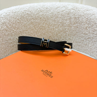 Hermes Pop H Belt in Black Epsom Leather and RGHW Sz 80