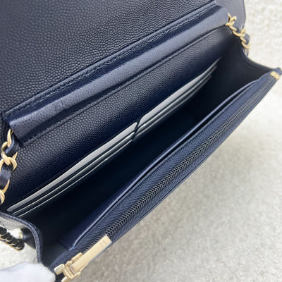 Chanel Classic Wallet on Chain WOC in Navy Blue Caviar and LGHW