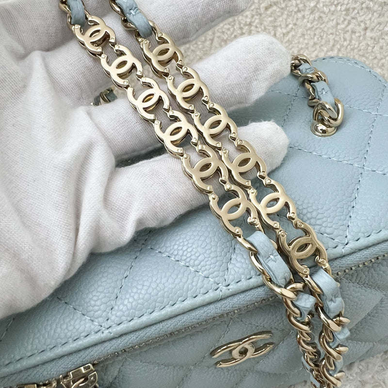 Chanel 22P Small Vanity in Light Blue Caviar and LGHW