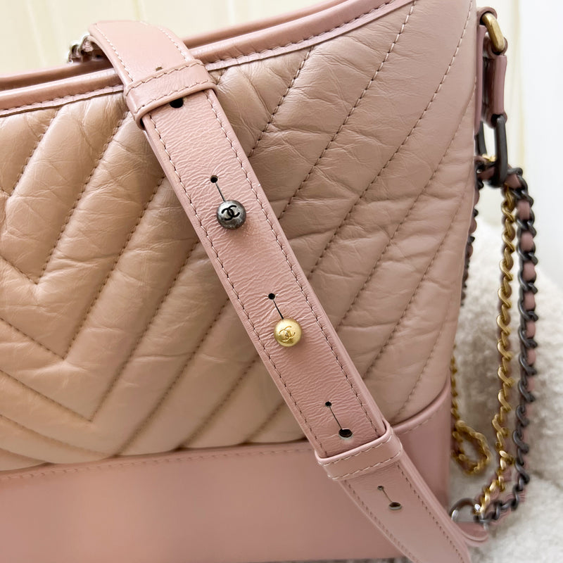 Chanel Medium (New Large) Gabrielle Hobo Bag in Nude Pink Chevron Calfskin and 3-tone HW