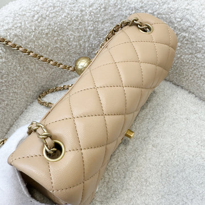 Chanel Pearl Crush Mini Rectange in 23K Milk Tea Beige Stiff Lambskin and AGHW