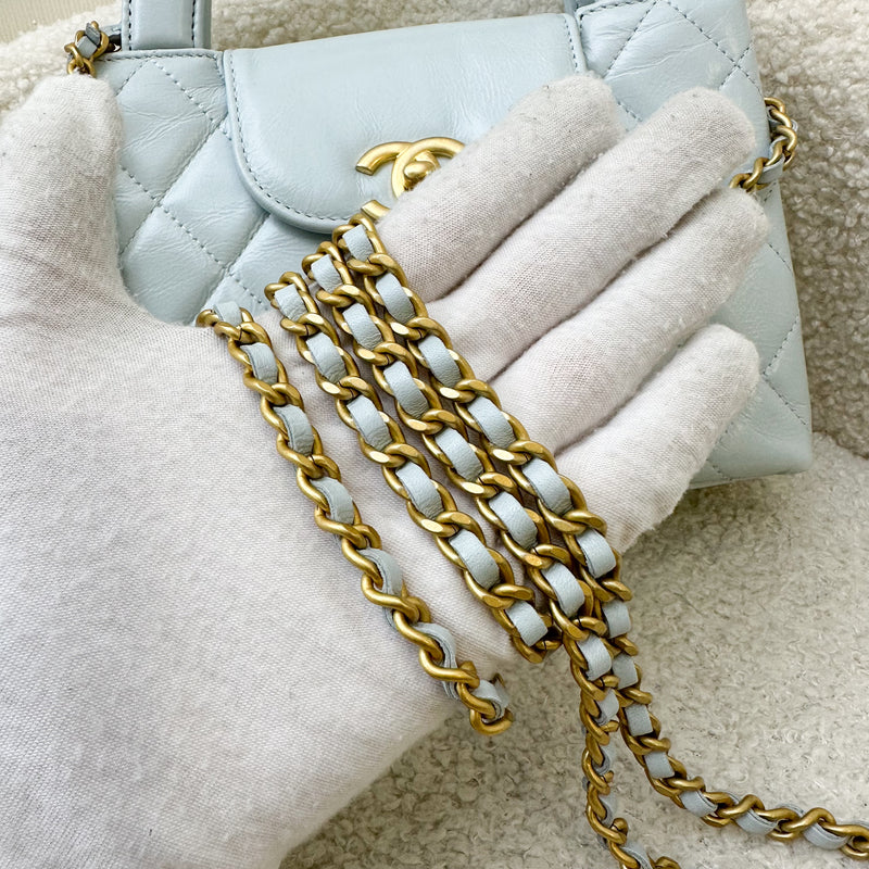 Chanel Mini / Small Kelly Bag in 24S Light Blue Calfskin and AGHW