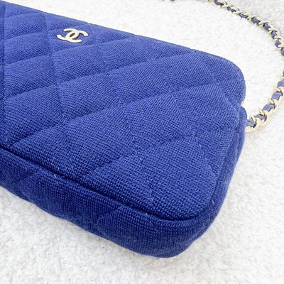 Chanel VIP Clutch on Chain / WOC in Blue Jersey Fabric and LGHW