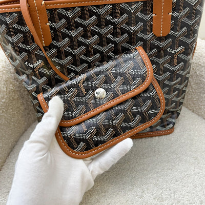 Goyard Mini Anjou in Black Goyardine Canvas with Camel Trim