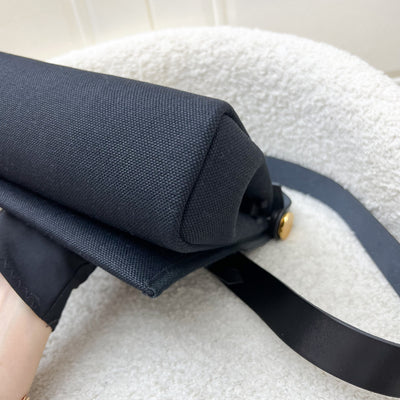 Hermes Mini Herbag Retourne in Noir Black Toile Militaire Canvas, Black Vache Hunter Leather and GHW
