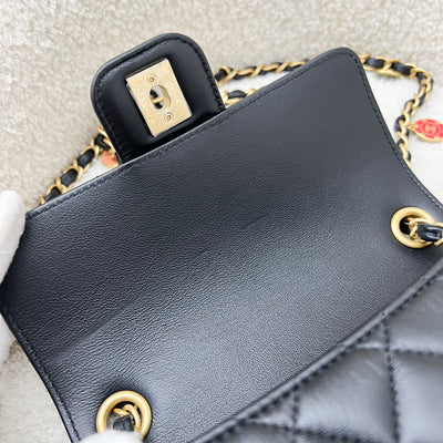 Chanel Seasonal Mini Square Casino Charms in Black Lambskin and AGHW