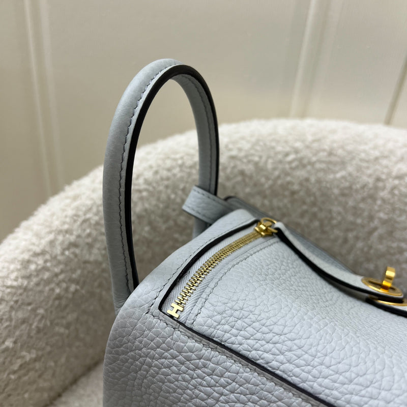 Hermes Mini Lindy in Bleu Pale Clemence Leather and GHW