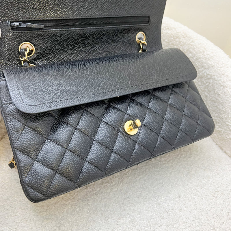 Chanel Medium Classic Flap CF in Black Caviar and 24K GHW