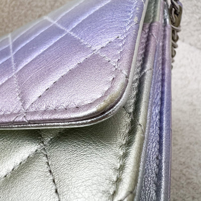 Chanel Classic Wallet on Chain WOC in 21K Iridescent Rainbow Calfskin and SHW