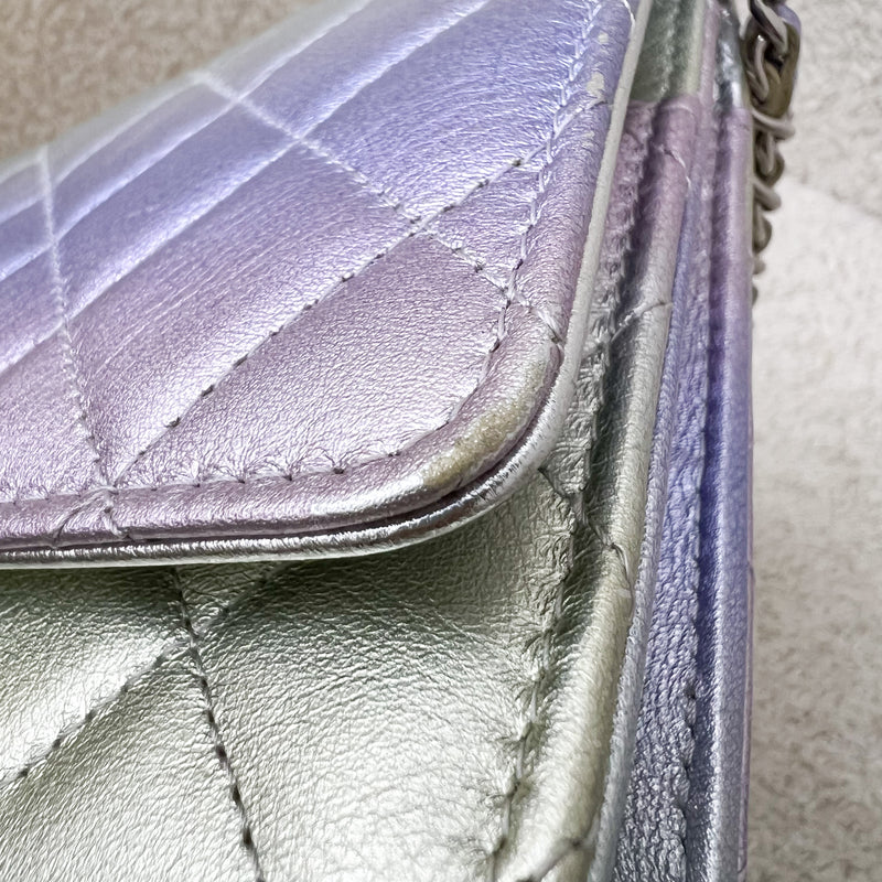 Chanel Classic Wallet on Chain WOC in 21K Iridescent Rainbow Calfskin and SHW