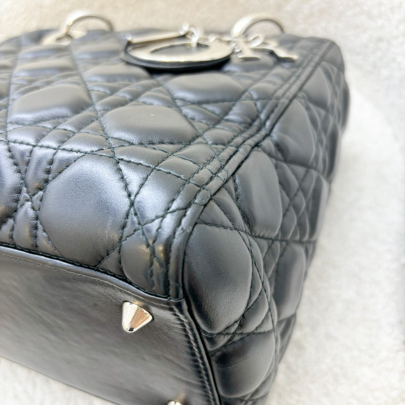 Dior Medium Lady Dior in Black Lambskin and SHW (New Version with Adjustable Strap)