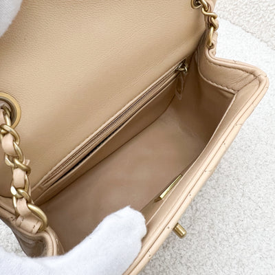 Chanel Pearl Crush Mini Square Flap in 22C Beige Lambskin AGHW