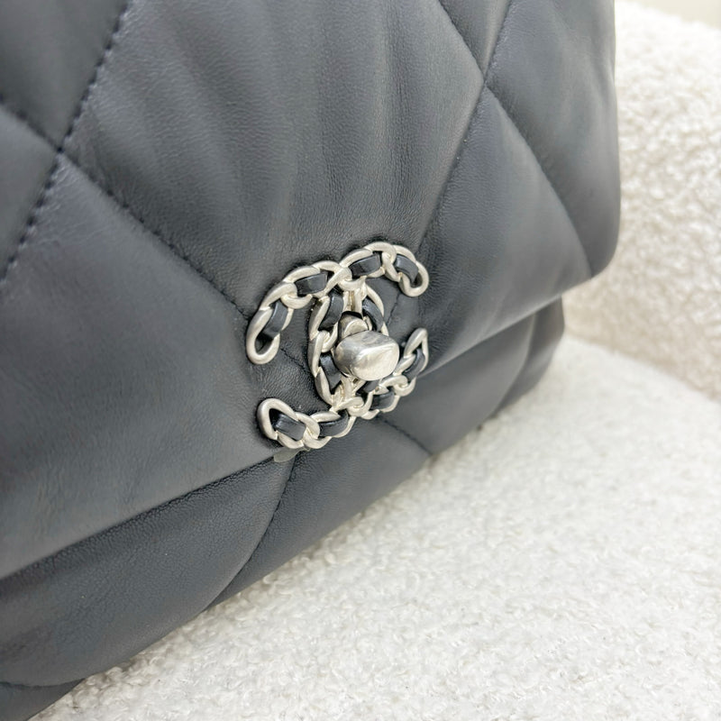 Chanel 19 Small Flap in Black Lambskin, Silver Logo and 3-Tone HW