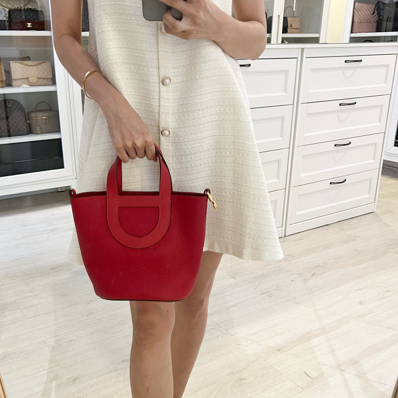 Hermes In The Loop 18 Bag in Vermillon Red Clemence / Swift Leather and GHW