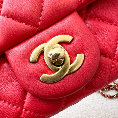 Chanel Pearl Crush Mini Square Flap in Red Lambskin and AGHW