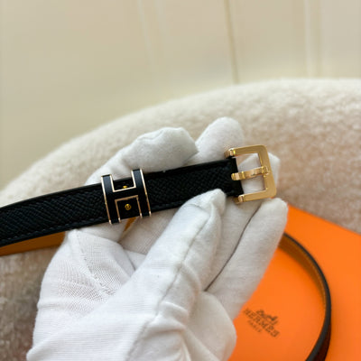 Hermes Pop H Belt in Black Epsom Leather and RGHW Sz 75