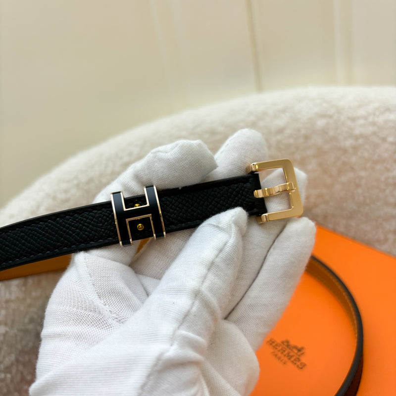 Hermes Pop H Belt in Black Epsom Leather and RGHW Sz 75