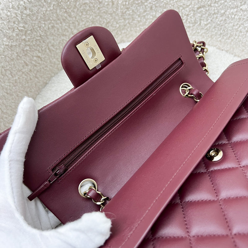 Chanel Small Classic Flap CF in Burgundy Lambskin and LGHW