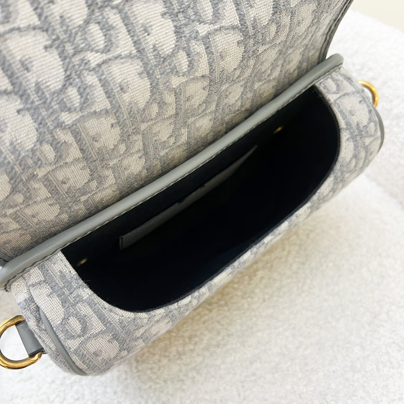 Dior Medium Bobby Bag in Grey Oblique Canvas and AGHW