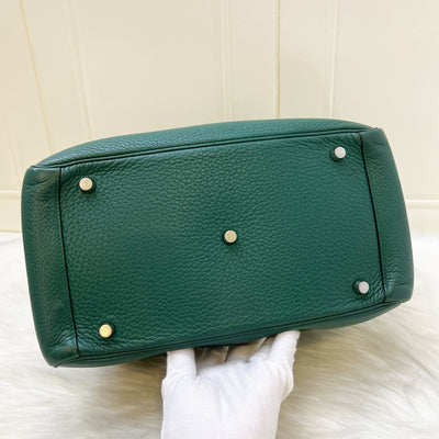 Hermes Lindy 30 in Green (Likely Malachite) Clemence Leather and PHW