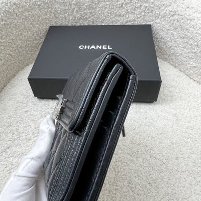 Chanel Boy Small Compact Wallet in Black Caviar and RHW