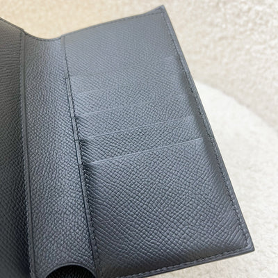 Hermes Portefeuille Kelly Depliant Wallet in Black Epsom Leather and GHW