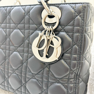 Dior Medium Lady Dior in Black Lambskin and SHW (New Version with Adjustable Strap)