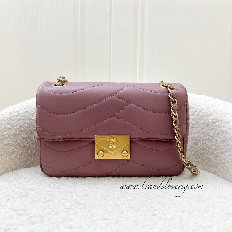 Chanel 16C Pagoda Small Flap in Dark Pink Lambskin and Gosgrain and AGHW