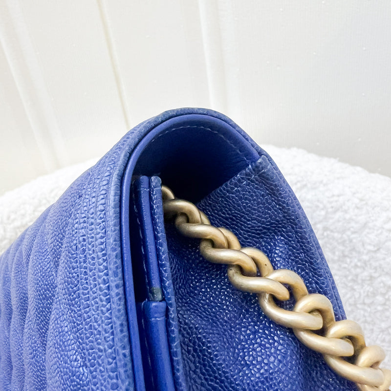 Chanel Boy Wallet on Chain WOC in Blue Caviar and AGHW