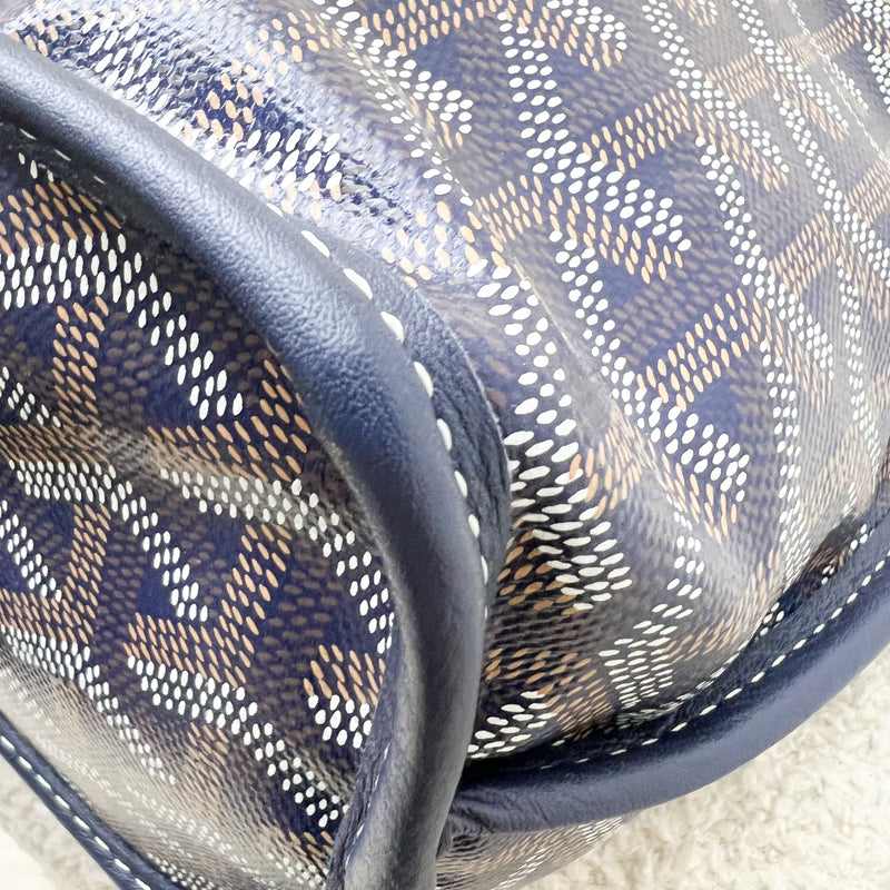 Goyard Mini Anjou Tote in Navy Goyardine Canvas with Navy Trim