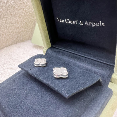 Van Cleef & Arpels VCA Sweet Alhambra Ear Studs with Mother of Pearl MOP in 18K White Gold