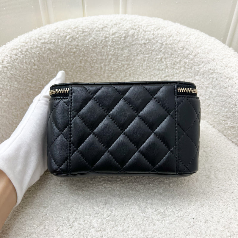 Chanel Pearl Crush Adjustable Chain Small Vanity in Black Lambskin and AGHW (Model: AP2303)