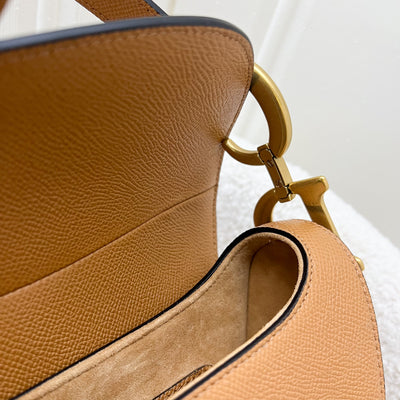 Dior Medium Saddle Bag in Amber Grained Calfskin and AGHW