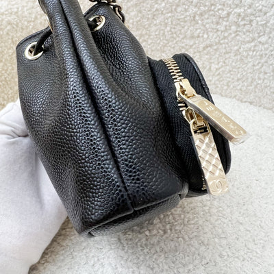 Chanel Business Affinity Mini / Micro Bucket Bag in Black Caviar and LGHW