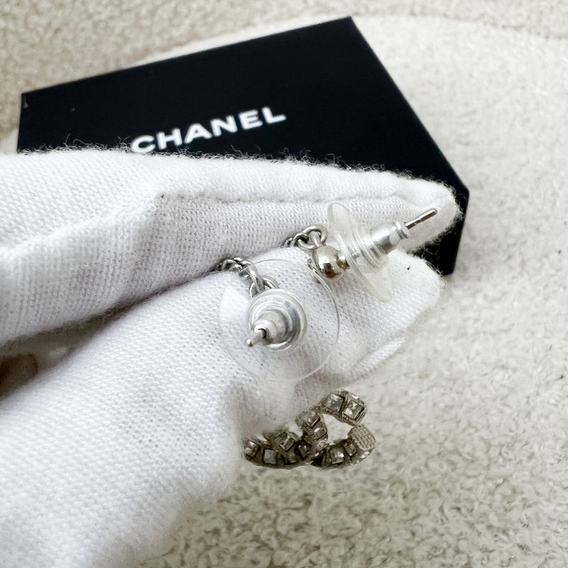 Chanel CC Logo Dangling Earrings studded with Crystals