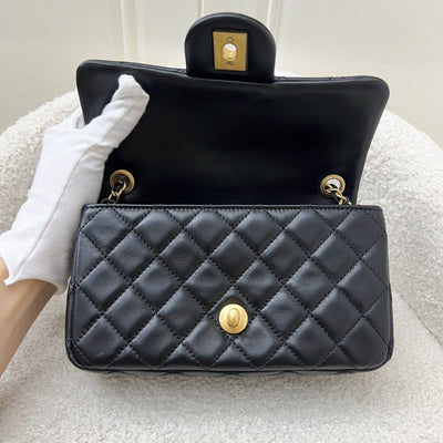 Chanel Pearl Crush Mini Rectangular Flap in Black Lambskin and AGHW (Model: AS1787)