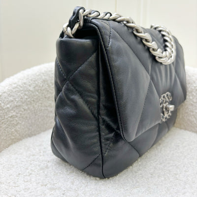 Chanel 19 Small Flap in Black Lambskin, Silver Logo and 3-Tone HW