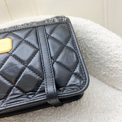 Chanel 21B Messenger Flap Bag in Black and White Tweed, Calfskin and AGHW