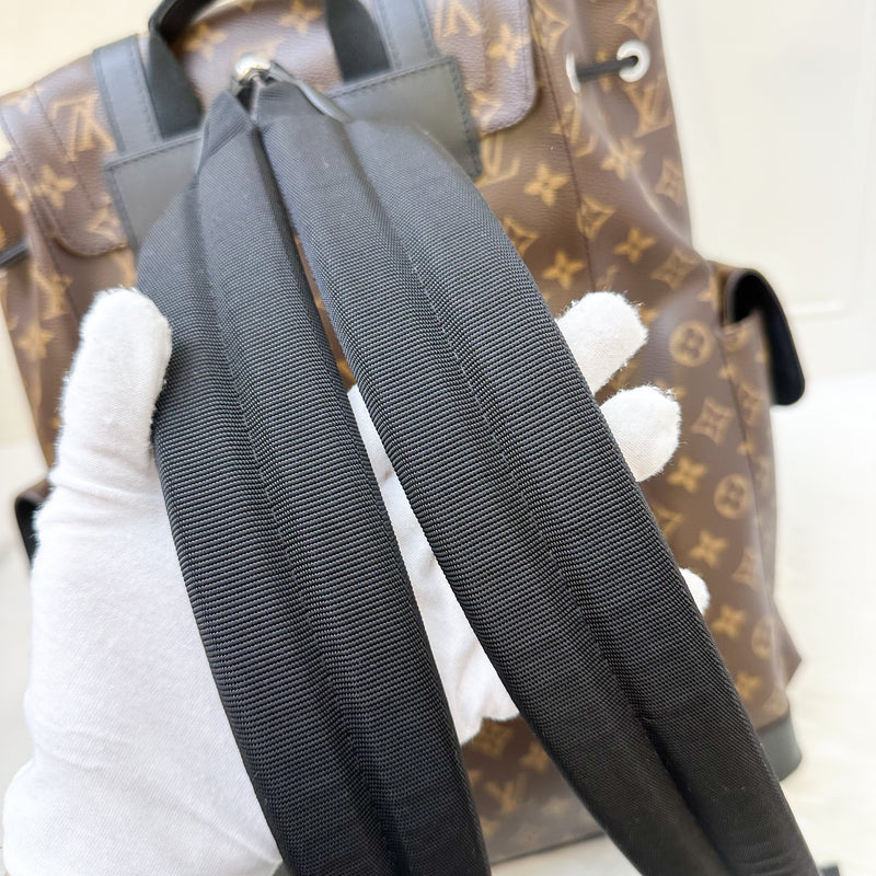 LV Christopher MM Backpack in Monogram Canvas, Black Leather Trim and SHW