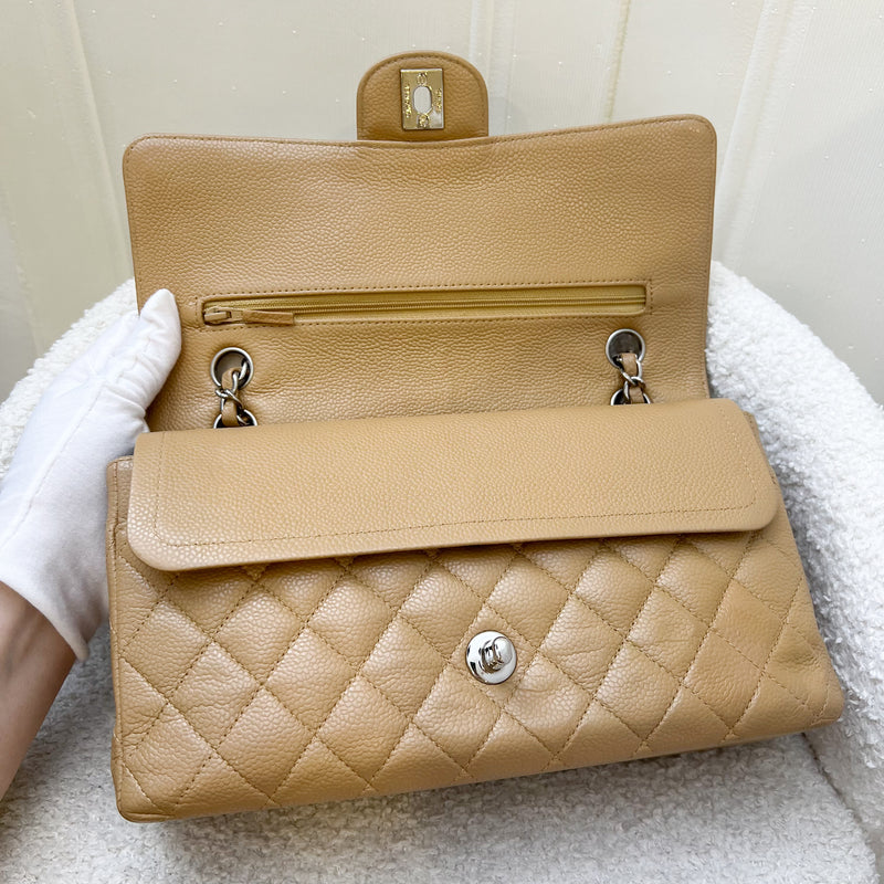 Chanel Medium Classic Flap CF in Beige Caviar and SHW