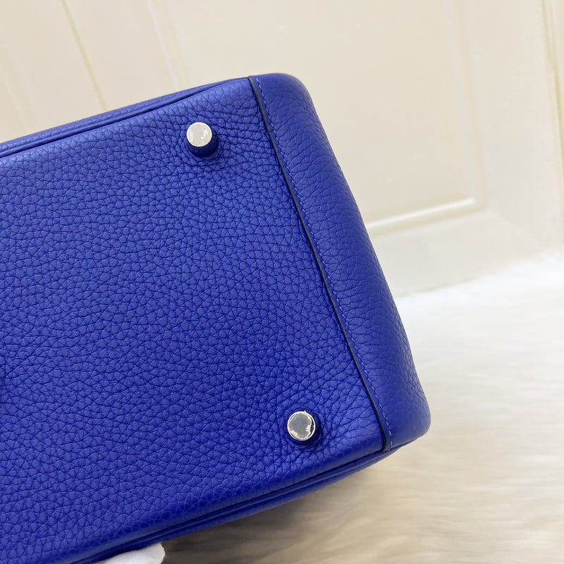 Hermes Lindy 30 in Bleu Electrique Clemence Leather and PHW