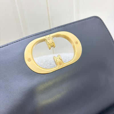 Dior Small Caro Flap Bag in Black Grained Calfskin and GHW