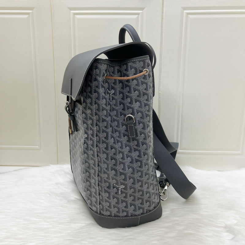 Goyard Alpin MM Backpack in Grey Goyardine Canvas and SHW