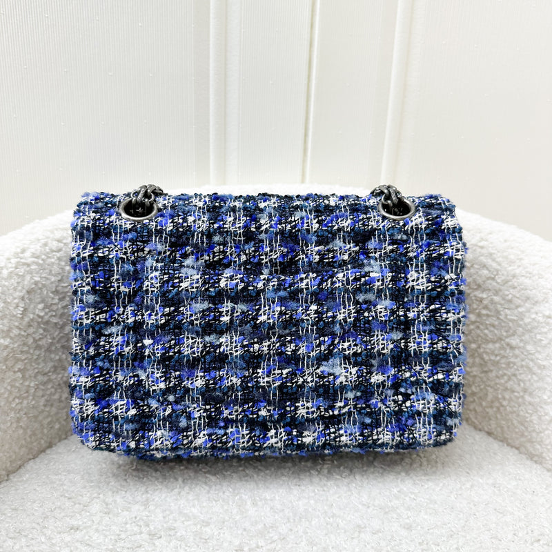 Chanel 2.55 Reissue Mini Flap in 20P Navy / Blue / Black Tweed and RHW