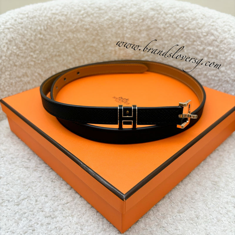 Hermes Pop H Belt in Black Epsom Leather and RGHW Sz 75